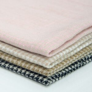 5632 (1) Washed Ramie Cotton Houndstooth Textile 262g Slightly Brushed Surface Natural Comfortable Ramie Fabric #5632