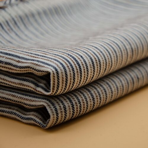 1229 (2) Best-Selling 100% Linen Yarn-Dyed Striped Fabric for Women’s Fashion – 135cm Width, 186g Weight, UV-Resistant & Antibacterial for Spring & Autumn #1229