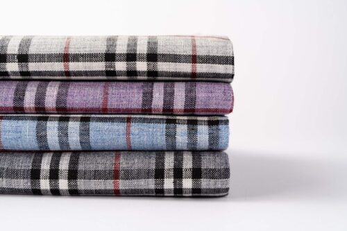 1267 (10) Classic 100% Linen Yarn-Dyed Check Fabric – 135cm Width, 149g Weight, Antibacterial & Breathable for Spring & Summer #1267