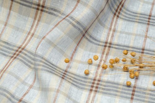 1275 (11) Yarn-Dyed 100% Linen Fabric with Retro Vibes – 135cm Width, 118g Weight, Perfect for Spring & Summer Fashion #1275