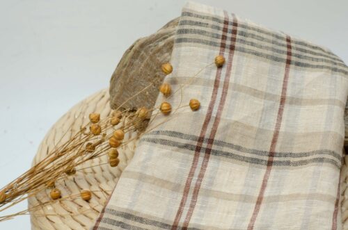 1275 (5) Yarn-Dyed 100% Linen Fabric with Retro Vibes – 135cm Width, 118g Weight, Perfect for Spring & Summer Fashion #1275