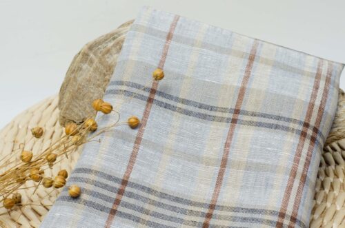 1275 (6) Yarn-Dyed 100% Linen Fabric with Retro Vibes – 135cm Width, 118g Weight, Perfect for Spring & Summer Fashion #1275