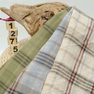 1275 主图 Yarn-Dyed 100% Linen Fabric with Retro Vibes – 135cm Width, 118g Weight, Perfect for Spring & Summer Fashion #1275