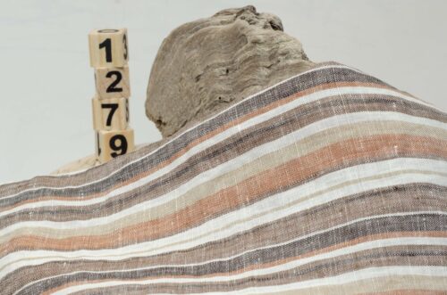 1279 (2) Colorful Striped 100% Linen Fabric for Spring & Summer – 135cm Width, 116g Weight, Perfect for Ethnic-Inspired Designs #1279