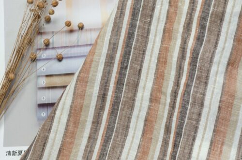 1279 (6) Colorful Striped 100% Linen Fabric for Spring & Summer – 135cm Width, 116g Weight, Perfect for Ethnic-Inspired Designs #1279