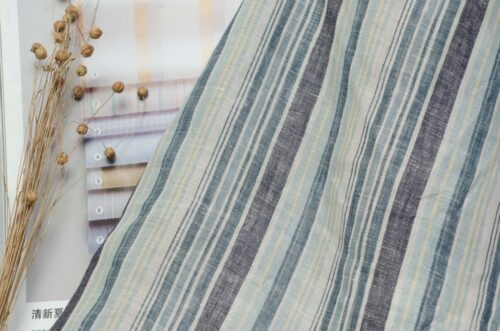 1279 (7) Colorful Striped 100% Linen Fabric for Spring & Summer – 135cm Width, 116g Weight, Perfect for Ethnic-Inspired Designs #1279