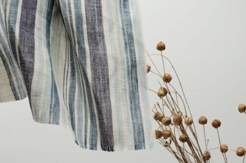 1279 (8) Colorful Striped 100% Linen Fabric for Spring & Summer – 135cm Width, 116g Weight, Perfect for Ethnic-Inspired Designs #1279
