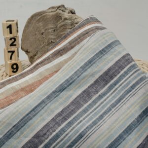 1279 主图 Colorful Striped 100% Linen Fabric for Spring & Summer – 135cm Width, 116g Weight, Perfect for Ethnic-Inspired Designs #1279