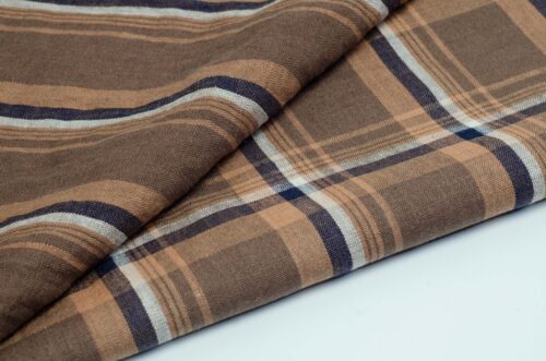 1284 (2) Yarn-Dyed Check 100% Linen Fabric with British Charm – 137cm Width, 121g Weight, Perfect for Spring & Summer #1284