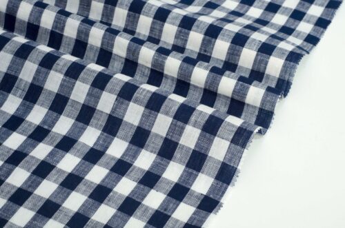 1291 (5) Classic Check 100% Linen Fabric for Spring & Summer – 135cm Width, 135g Weight, Breathable & Antibacterial for Shirts & Dresses #1291