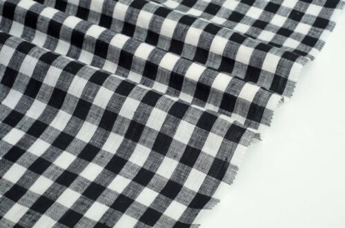 1291 (6) Classic Check 100% Linen Fabric for Spring & Summer – 135cm Width, 135g Weight, Breathable & Antibacterial for Shirts & Dresses #1291