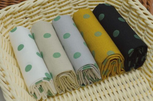 1409 (12) Stretch Linen-Viscose Blend Fabric with Polka Dot Print – 138cm Width, 203g Weight, Perfect for Spring & Autumn Dresses #1409