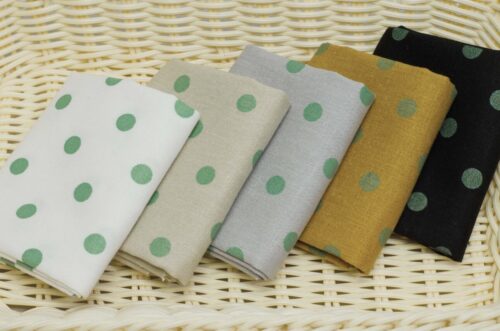1409 (13) Stretch Linen-Viscose Blend Fabric with Polka Dot Print – 138cm Width, 203g Weight, Perfect for Spring & Autumn Dresses #1409