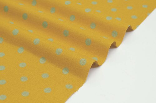 1409 (6) Stretch Linen-Viscose Blend Fabric with Polka Dot Print – 138cm Width, 203g Weight, Perfect for Spring & Autumn Dresses #1409