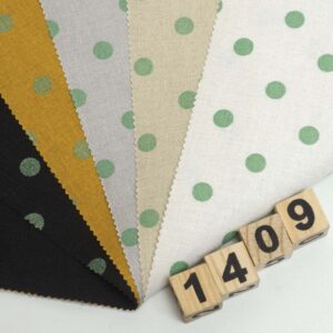 1409 主图 Stretch Linen-Viscose Blend Fabric with Polka Dot Print – 138cm Width, 203g Weight, Perfect for Spring & Autumn Dresses #1409