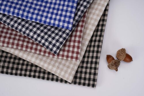 1608- linenschina (11) Classic Check 100% Linen Fabric for Spring & Summer – 138cm Width, 124g Weight, Breathable & Stylish for Shirts & Dresses #1608