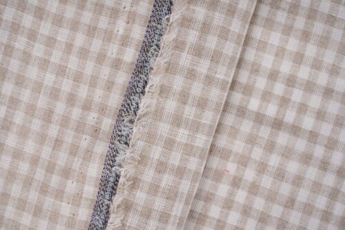 1608- linenschina (7) Classic Check 100% Linen Fabric for Spring & Summer – 138cm Width, 124g Weight, Breathable & Stylish for Shirts & Dresses #1608