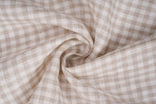 1608- linenschina (9) Classic Check 100% Linen Fabric for Spring & Summer – 138cm Width, 124g Weight, Breathable & Stylish for Shirts & Dresses #1608