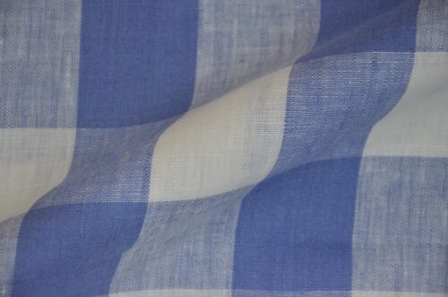 2906 (14) Yarn Dyed Linen Check Fabric - 143g Lightweight, 138cm Width, Classic Gingham - Summer Spring Cooling Material #2906
