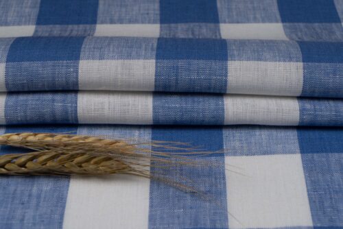 2906 (43) Yarn Dyed Linen Check Fabric - 143g Lightweight, 138cm Width, Classic Gingham - Summer Spring Cooling Material #2906