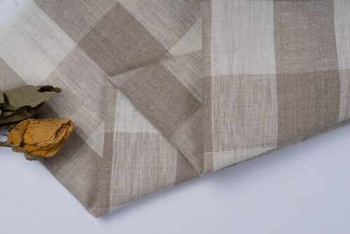 2906 (45) Yarn Dyed Linen Check Fabric - 143g Lightweight, 138cm Width, Classic Gingham - Summer Spring Cooling Material #2906