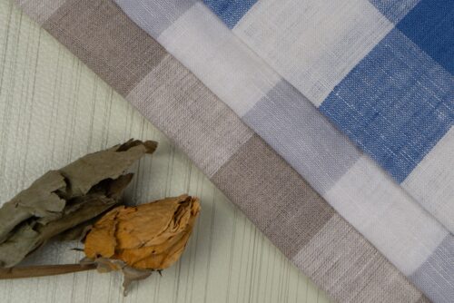 2906 (49) Yarn Dyed Linen Check Fabric - 143g Lightweight, 138cm Width, Classic Gingham - Summer Spring Cooling Material #2906