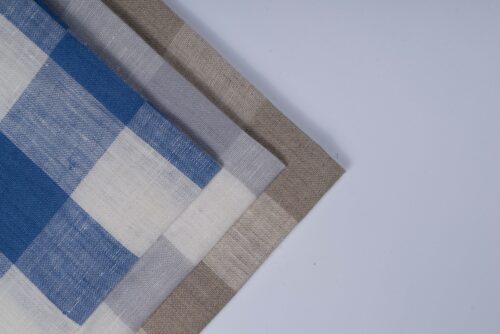 2906 (51) Yarn Dyed Linen Check Fabric - 143g Lightweight, 138cm Width, Classic Gingham - Summer Spring Cooling Material #2906