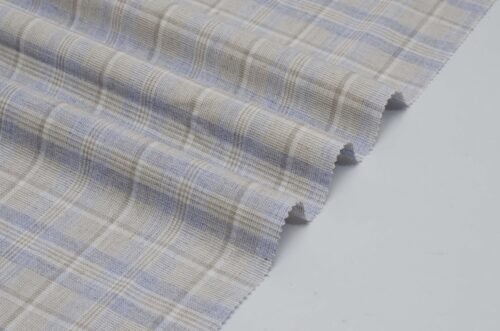2944 (10) Grey Linen Blend Check - 145g, 138cm Width, Muted Tones - Vintage Inspired Spring Summer #2944