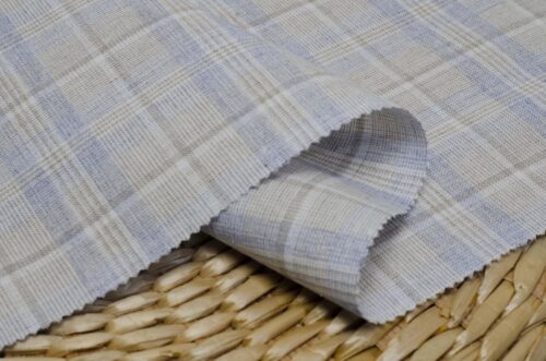 2944 (13) Grey Linen Blend Check - 145g, 138cm Width, Muted Tones - Vintage Inspired Spring Summer #2944