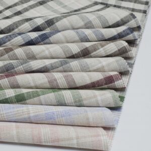 2944 (3) Grey Linen Blend Check - 145g, 138cm Width, Muted Tones - Vintage Inspired Spring Summer #2944