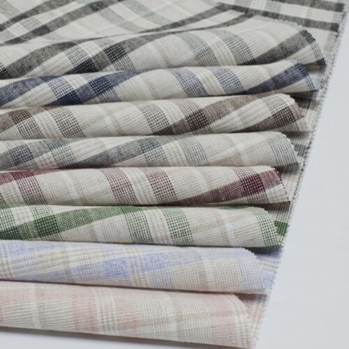 2944 (3) Grey Linen Blend Check - 145g, 138cm Width, Muted Tones - Vintage Inspired Spring Summer #2944