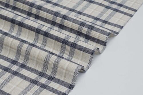 2944 (5) Grey Linen Blend Check - 145g, 138cm Width, Muted Tones - Vintage Inspired Spring Summer #2944