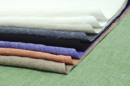 Linenschina9055 (1) Premium Linen Long-Staple Cotton Fabric - 154g/sqm, 137cm Width, Color-Woven for Spring/Summer Fashion #9055