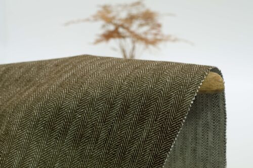 Linenschina9302 (14) Linen Cotton Herringbone Fabric - 250g/sqm, 138cm Width, Textured & Structured for Pants and Jackets #9302
