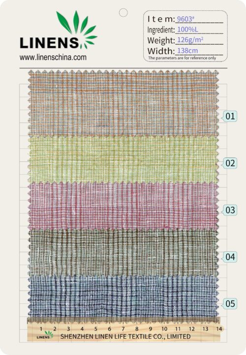 Linenschina9603 (15) Lightweight Linen Fabric - 126g/sqm, 138cm Width, Cool & Textured for Summer Apparel #9603