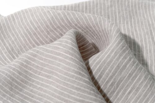Linenschina9604 (1) Washed Linen Stripe Fabric - 140g/sqm, 138cm Width, Soft & Artistic for Bohemian Fashion #9604
