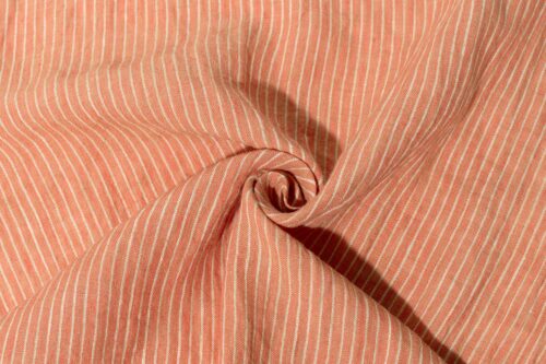 Linenschina9604 (11) Washed Linen Stripe Fabric - 140g/sqm, 138cm Width, Soft & Artistic for Bohemian Fashion #9604