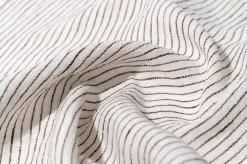 Linenschina9604 (3) Washed Linen Stripe Fabric - 140g/sqm, 138cm Width, Soft & Artistic for Bohemian Fashion #9604