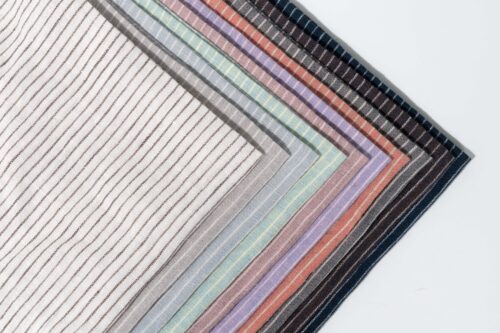 Linenschina9604 (6) Washed Linen Stripe Fabric - 140g/sqm, 138cm Width, Soft & Artistic for Bohemian Fashion #9604