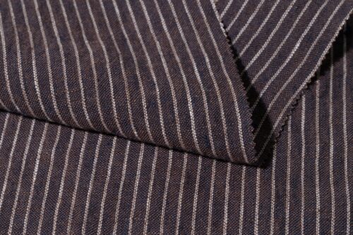 Linenschina9604 (7) Washed Linen Stripe Fabric - 140g/sqm, 138cm Width, Soft & Artistic for Bohemian Fashion #9604