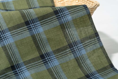 Linenschina9605 (11) Breathable Linen Check Fabric - 132g/sqm, 136cm Width, Open Weave & Eco-Friendly for Summer Wear #9605