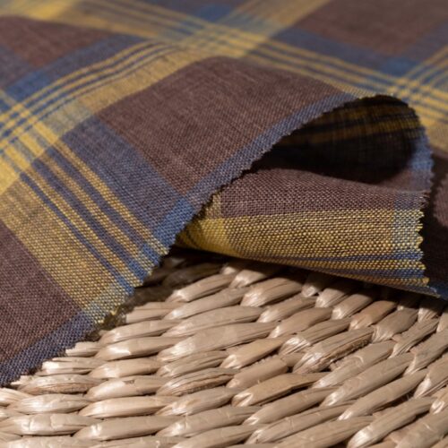 Linenschina9605 (2) Breathable Linen Check Fabric - 132g/sqm, 136cm Width, Open Weave & Eco-Friendly for Summer Wear #9605