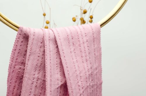 linenschina 2524 (19) Cotton Ramie Stretch Fabric - 179g Medium Weight, 138cm Width, 2% Elastic - Jacquard Texture for Shirts & Pants - Spring Summer #2524