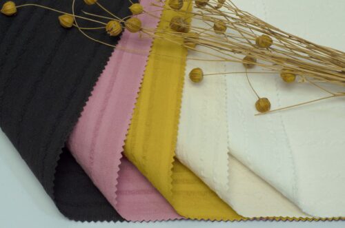 linenschina 2524 (2) Cotton Ramie Stretch Fabric - 179g Medium Weight, 138cm Width, 2% Elastic - Jacquard Texture for Shirts & Pants - Spring Summer #2524