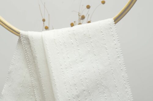 linenschina 2524 (3) Cotton Ramie Stretch Fabric - 179g Medium Weight, 138cm Width, 2% Elastic - Jacquard Texture for Shirts & Pants - Spring Summer #2524