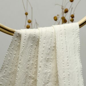 linenschina 2524 (4) Cotton Ramie Stretch Fabric - 179g Medium Weight, 138cm Width, 2% Elastic - Jacquard Texture for Shirts & Pants - Spring Summer #2524