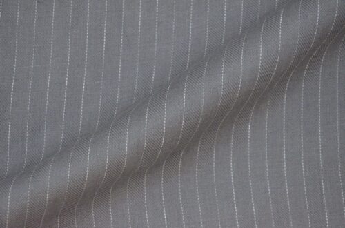 linenschina 2812 (33) Herringbone Linen Fabric - 152g Medium Weight, 137cm Width, White Pinstripe - Structured Shirts & Pants Material #2812