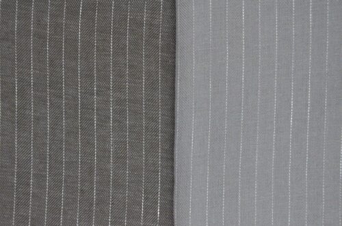linenschina 2812 (38) Herringbone Linen Fabric - 152g Medium Weight, 137cm Width, White Pinstripe - Structured Shirts & Pants Material #2812