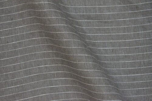 linenschina 2812 (43) Herringbone Linen Fabric - 152g Medium Weight, 137cm Width, White Pinstripe - Structured Shirts & Pants Material #2812