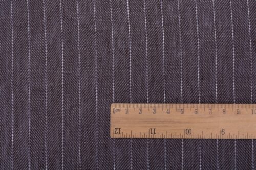 linenschina 2812 (91) Herringbone Linen Fabric - 152g Medium Weight, 137cm Width, White Pinstripe - Structured Shirts & Pants Material #2812